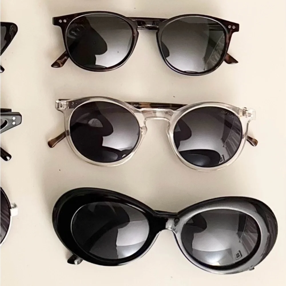 3 round sunglasses bundle sunnies nwot black tortoise shell translucent classic